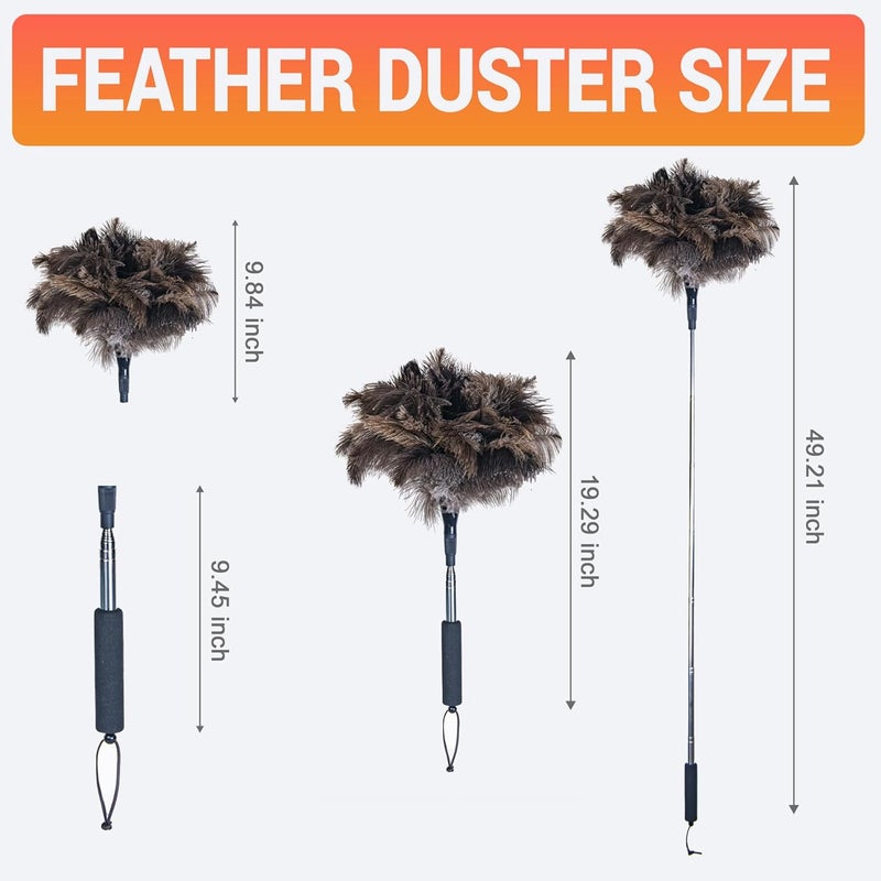 Cede noo Feather Duster for Electronics Fragile Items, Soft Ostrich Feathers Dusting Tool for Keyboard, Screen, Office and Home Cleaning, Black Handle(A12-Black) - Image 4